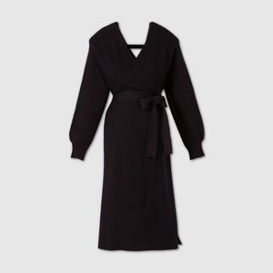 Maternity black sweater wrap dress